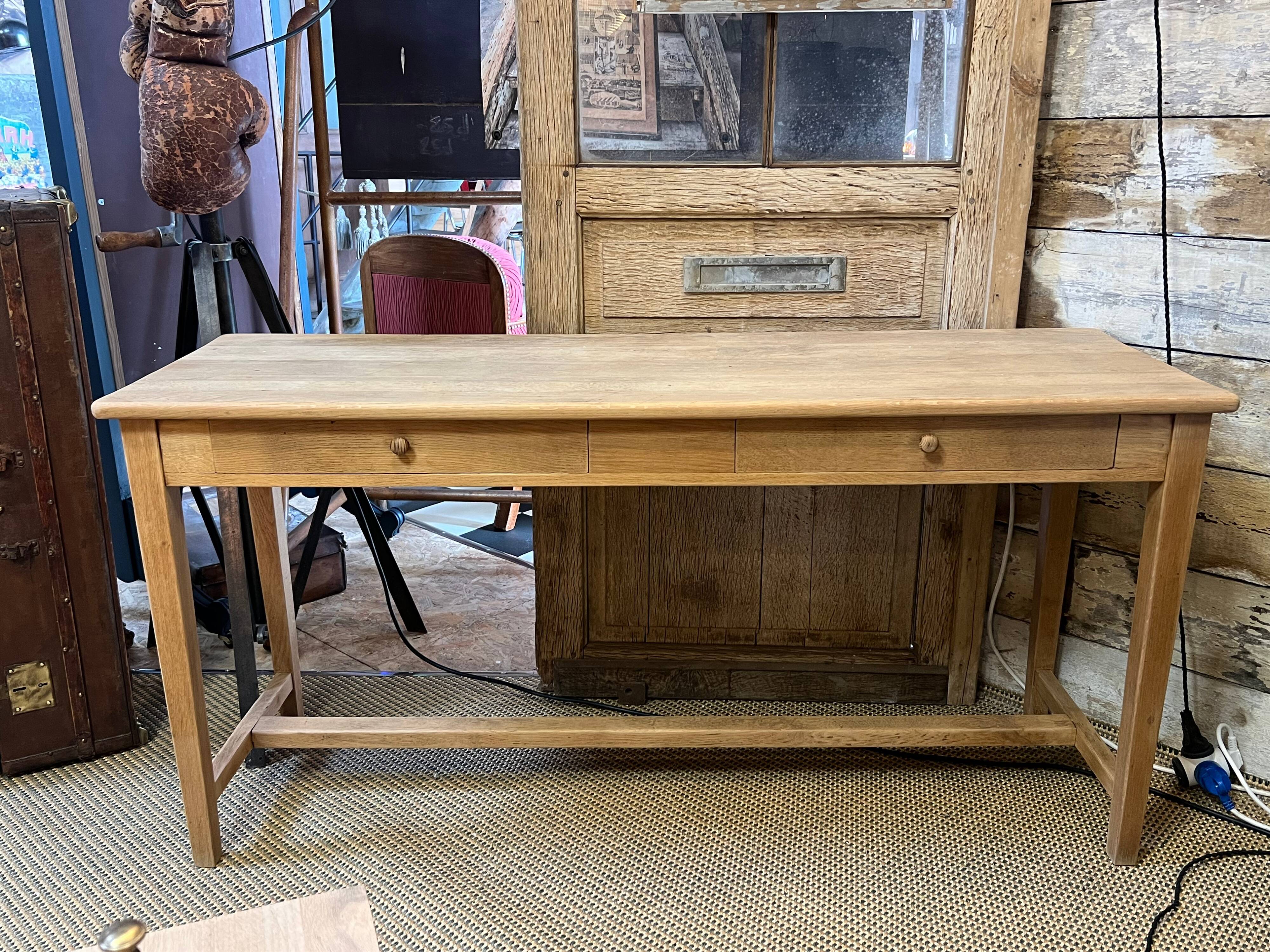 Console table de drapier en chêne brut