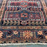 Vintage Karacah Rug 182x114 cm, medium, Tribal oriental Carpet  Red Navy Blue