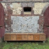 Low sideboard, cabinet with closed lockers on wheels