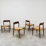 4 chairs 75 by Niels Otto Moller, Scandinavian design, teak