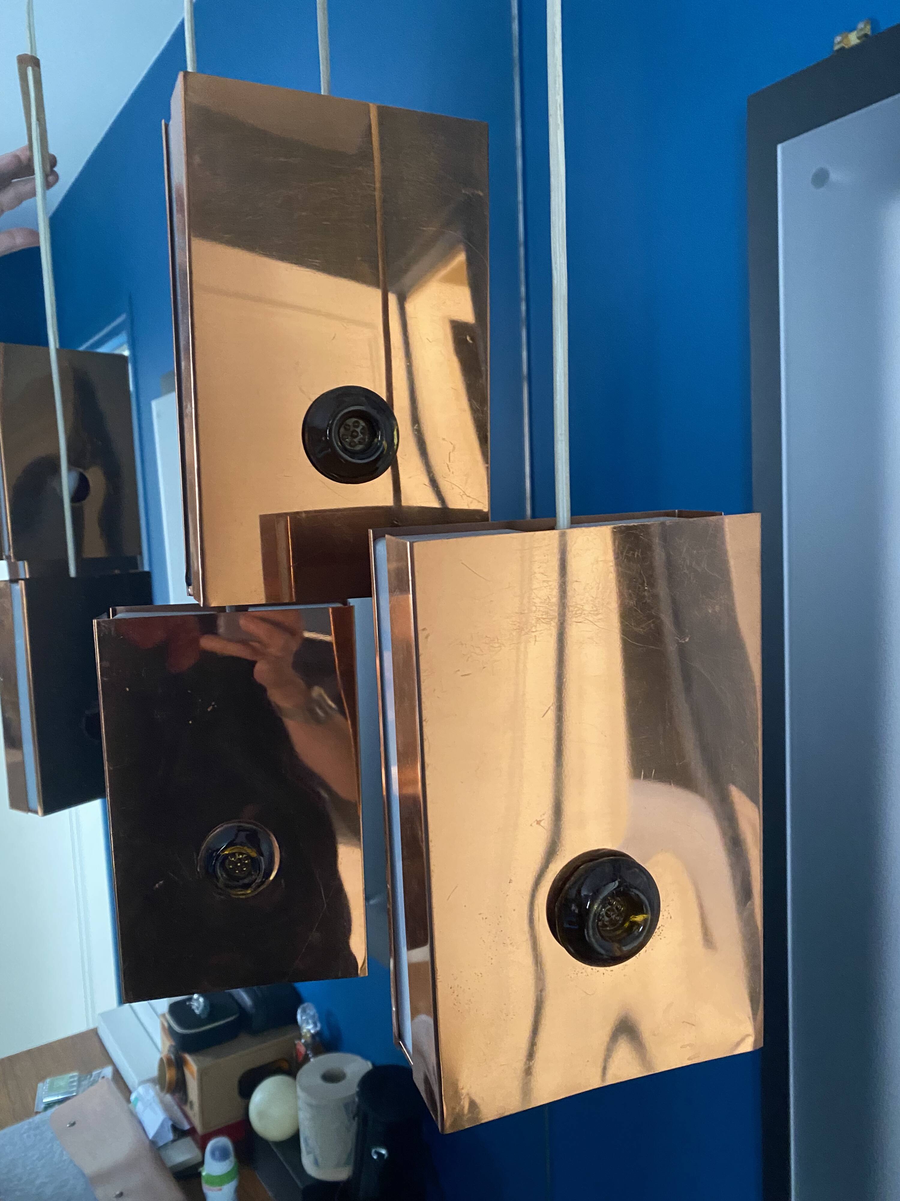 Copper and glass pendant light from the 1970s.