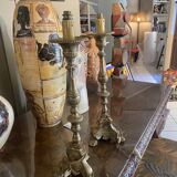 Paire de lampes en bronze vintage
