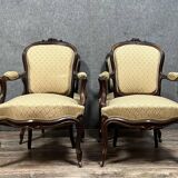 Series of 4 Napoleon III period armchairs in mahogany circa 1850