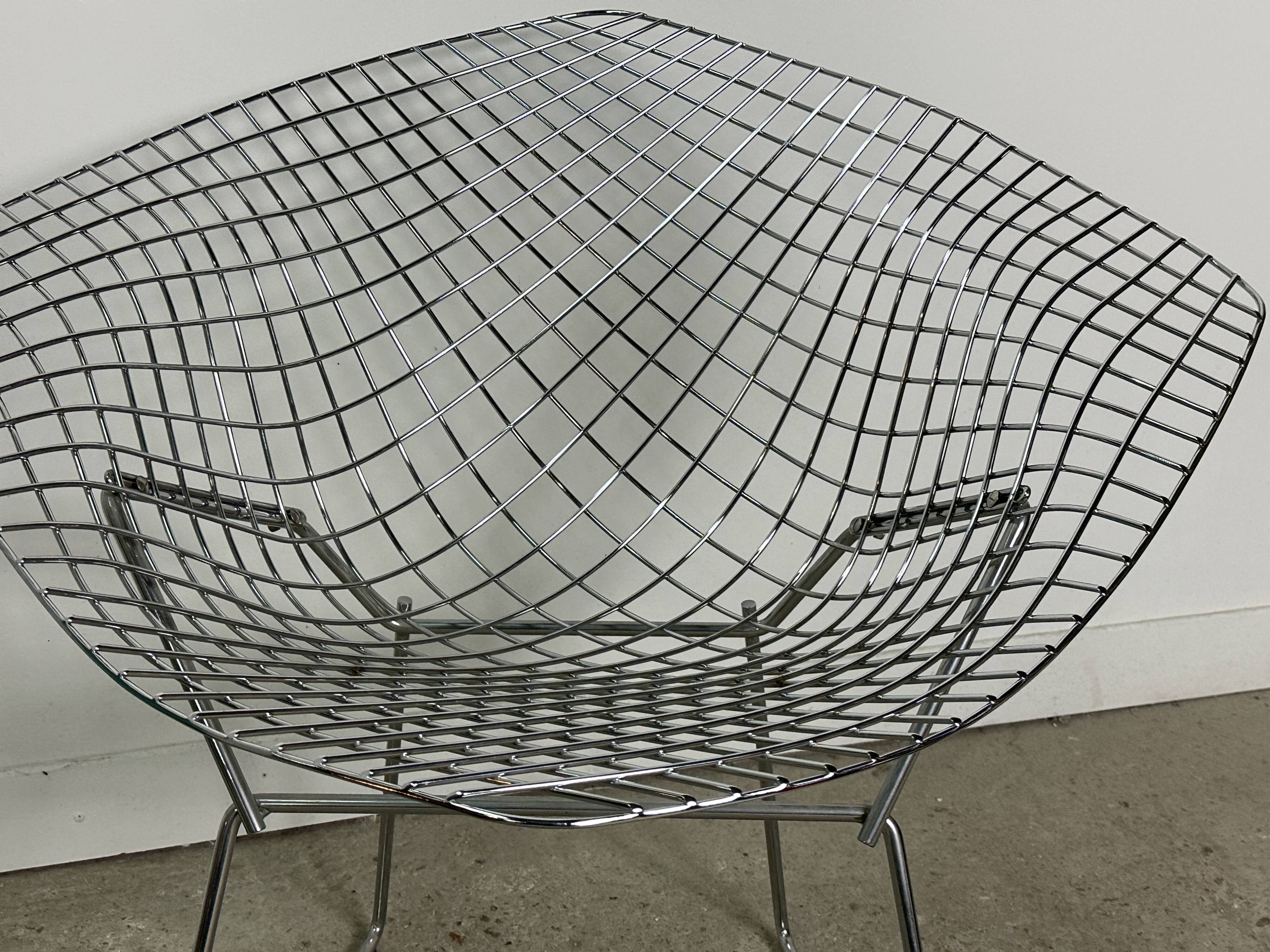 Diamond Bertoia armchair in chrome metal vintage 80