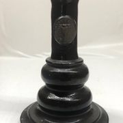 Vintage black ceramic candle holder signed AP