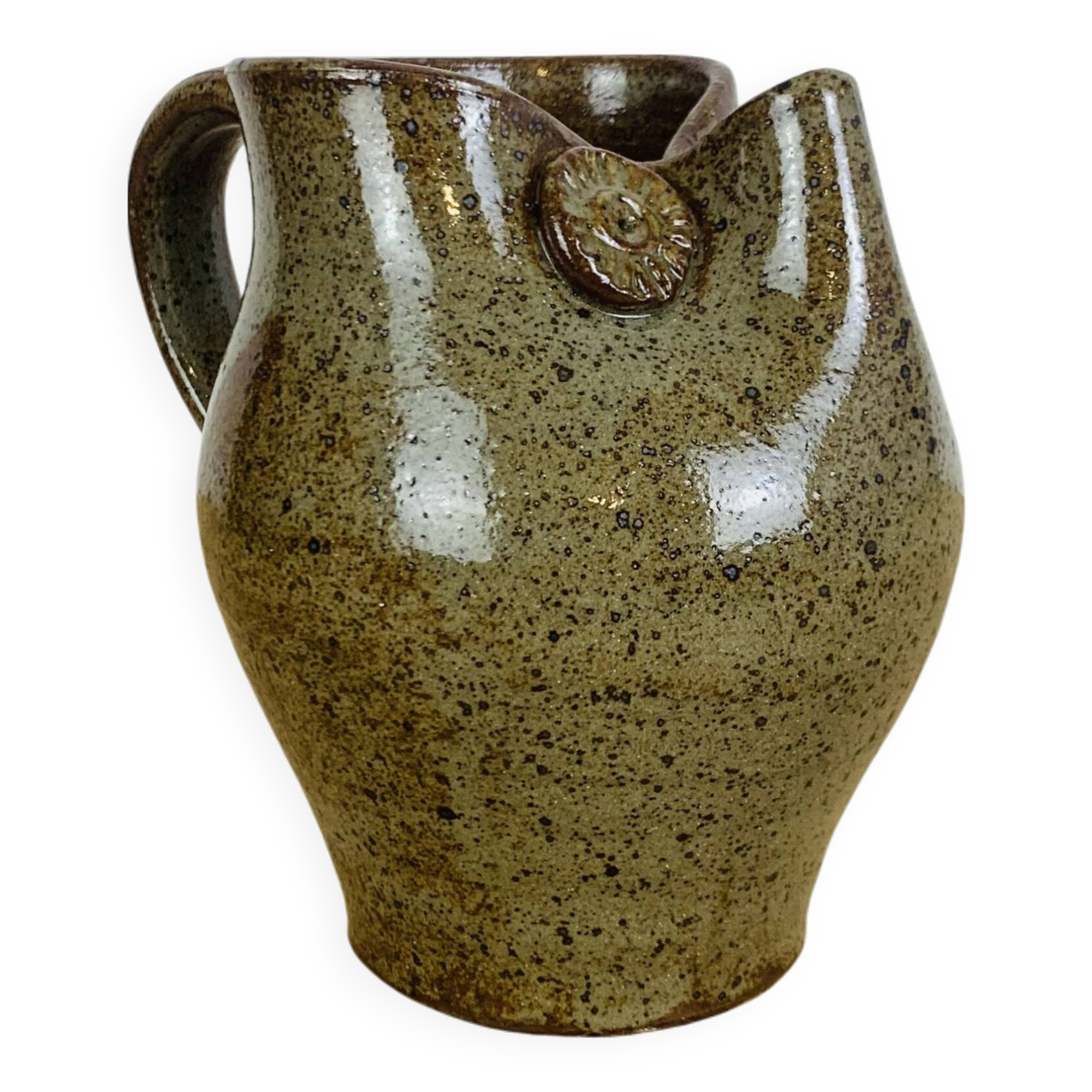Owl pitcher by Alexandre Kostanda, zoomorphic stoneware
