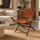 Vintage Safari Armchair in Cognac Leather and Turned Wood – 1940s/50s