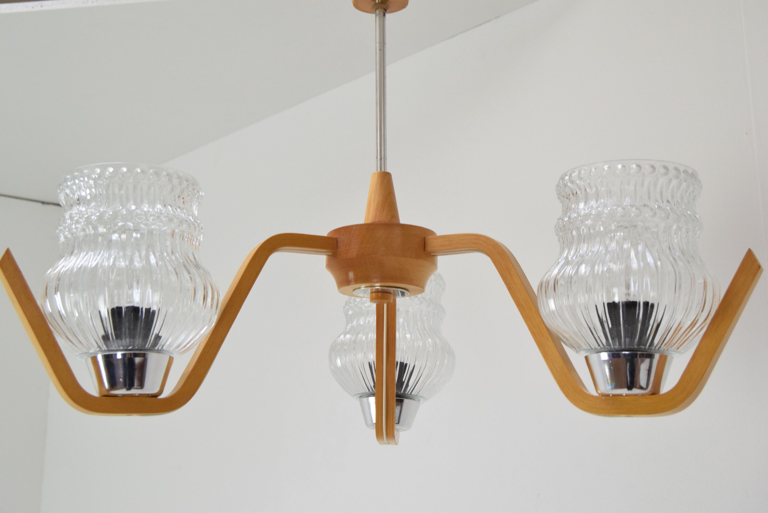 Mid-century Chandelier by Drevo humpolec,1970's.