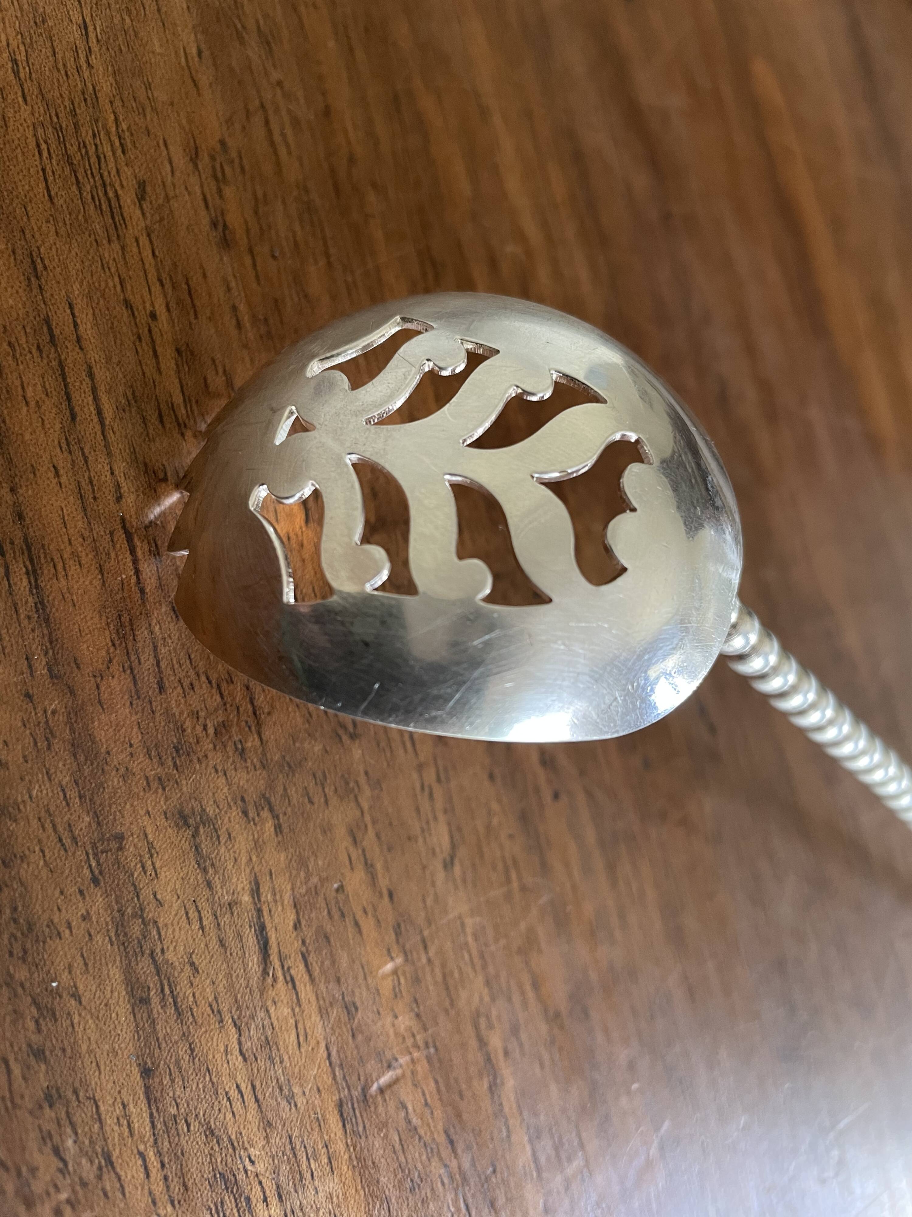 Silver metal spoon Vintage Art Deco