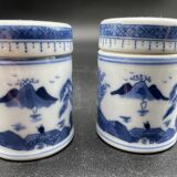 Elegant table set, Chinese porcelain, blue and white, condiments.