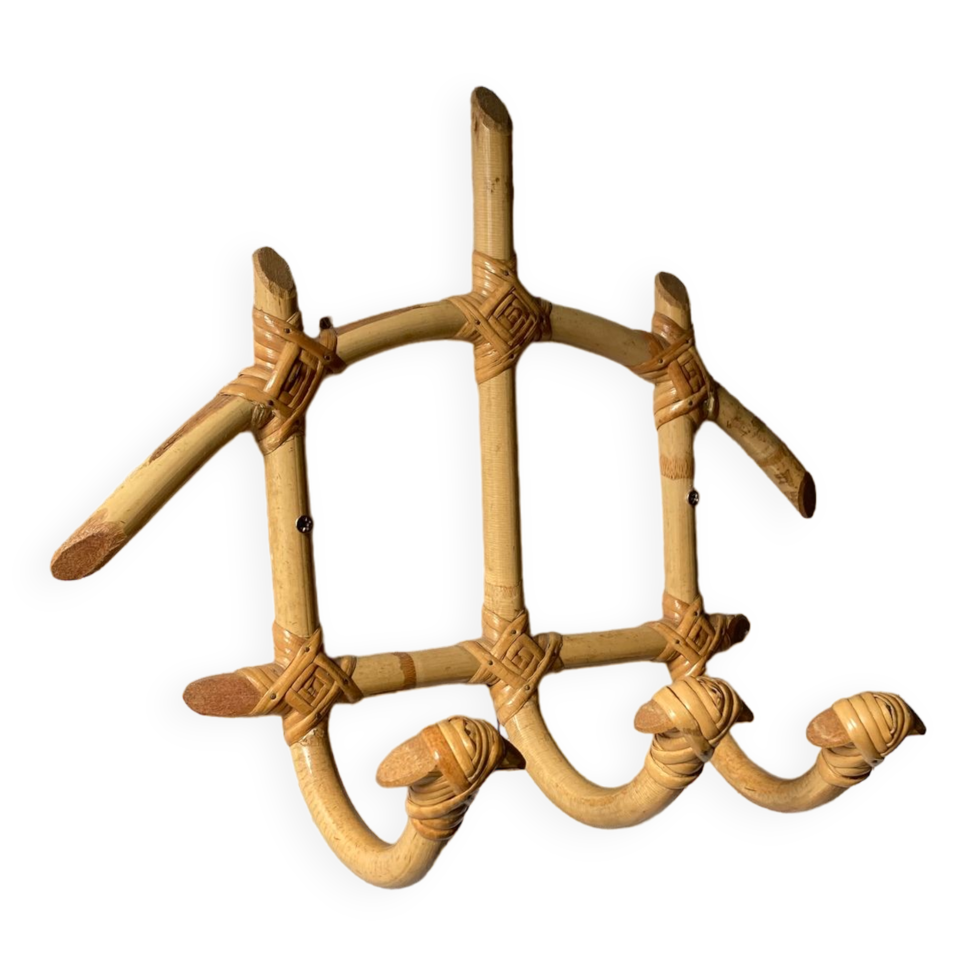 Small vintage rattan hook