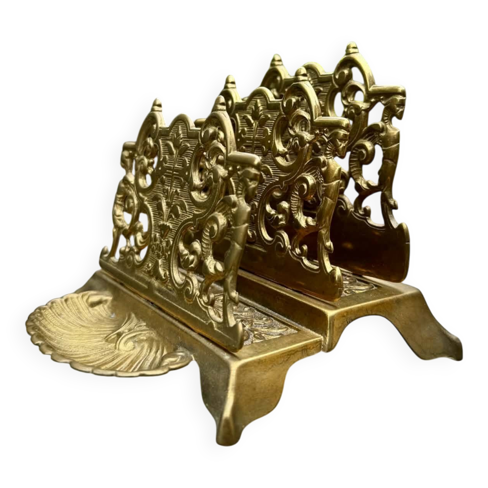 Brass magazine and letter holder in Louis XV baroque style.
