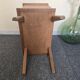 Renovated vintage bedside table in wood, with tapered legs – Matt green & gold background