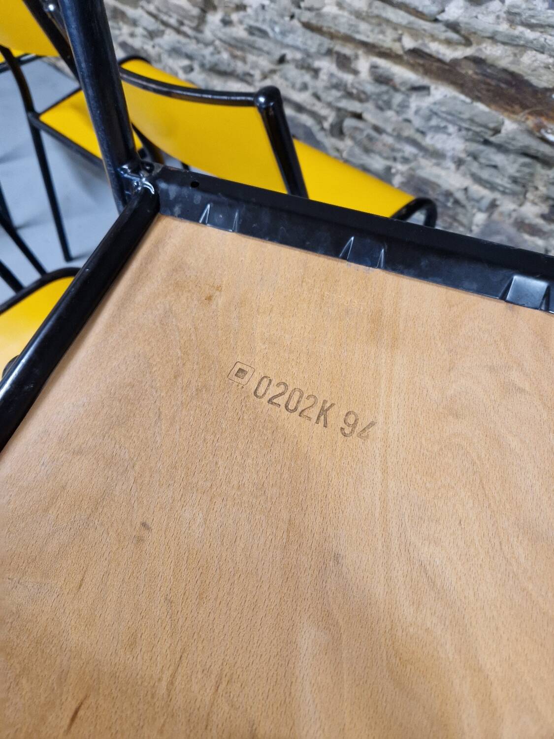Set of 8 yellow mullca 510 chairs