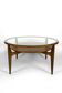 Important modern Scandinavian style coffee table, walnut / glass – c. 1960