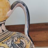Vintage hand-painted carafe signed ceramic plant pattern