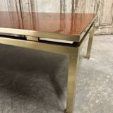 Guy Lefèvre coffee table for Maison JANSEN, imitation lacquer top, circa 1970.