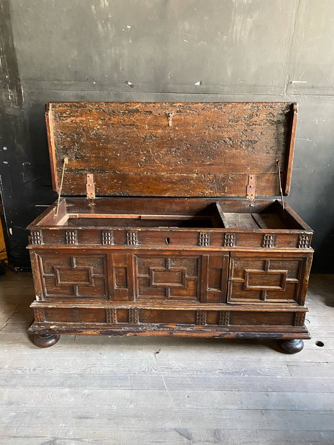 Italian chest carved wood