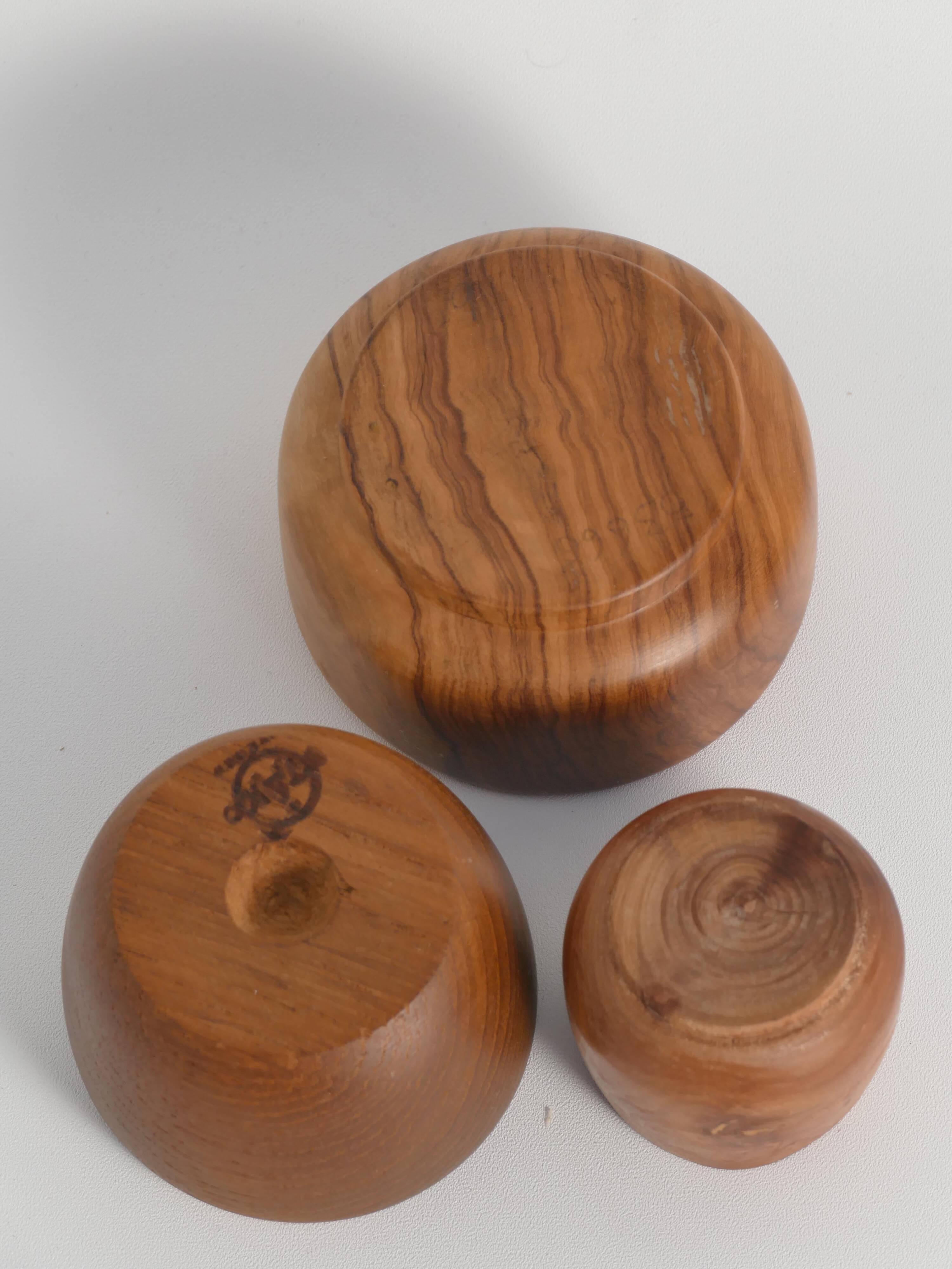 Mid-Century Modern Wood Bowls, Sweden, Set of 3