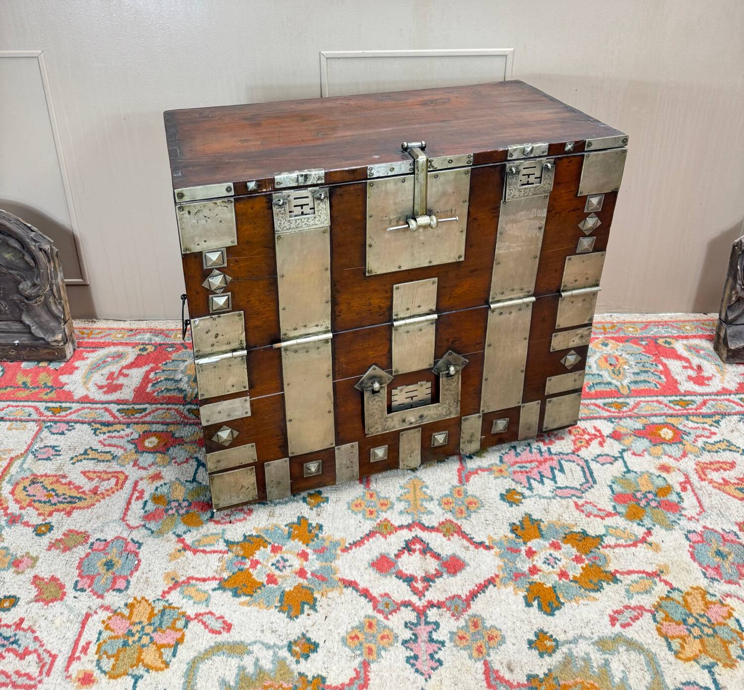19th Century Korean Wooden and Brass Storage Chest