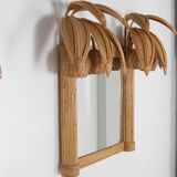 Lighted mirror in rattan 100x80cm