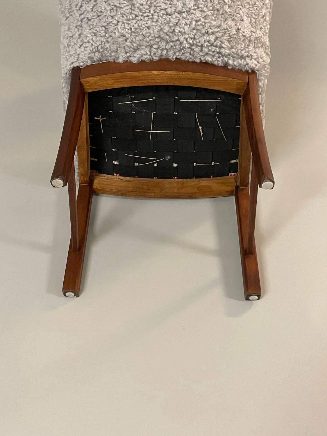 Danish beside chair in grey sheep skin  1940s