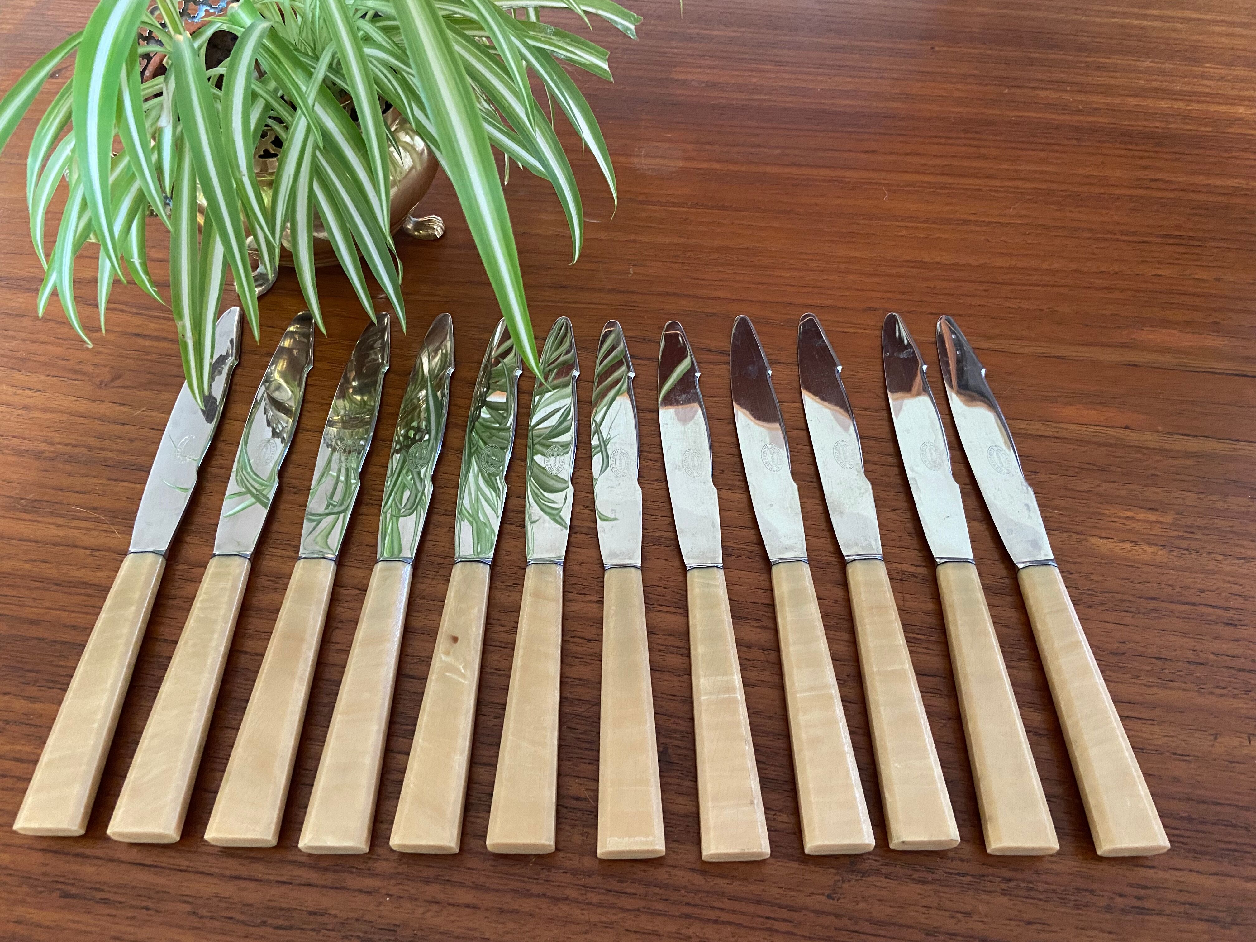 Series of 12 vintage table knives