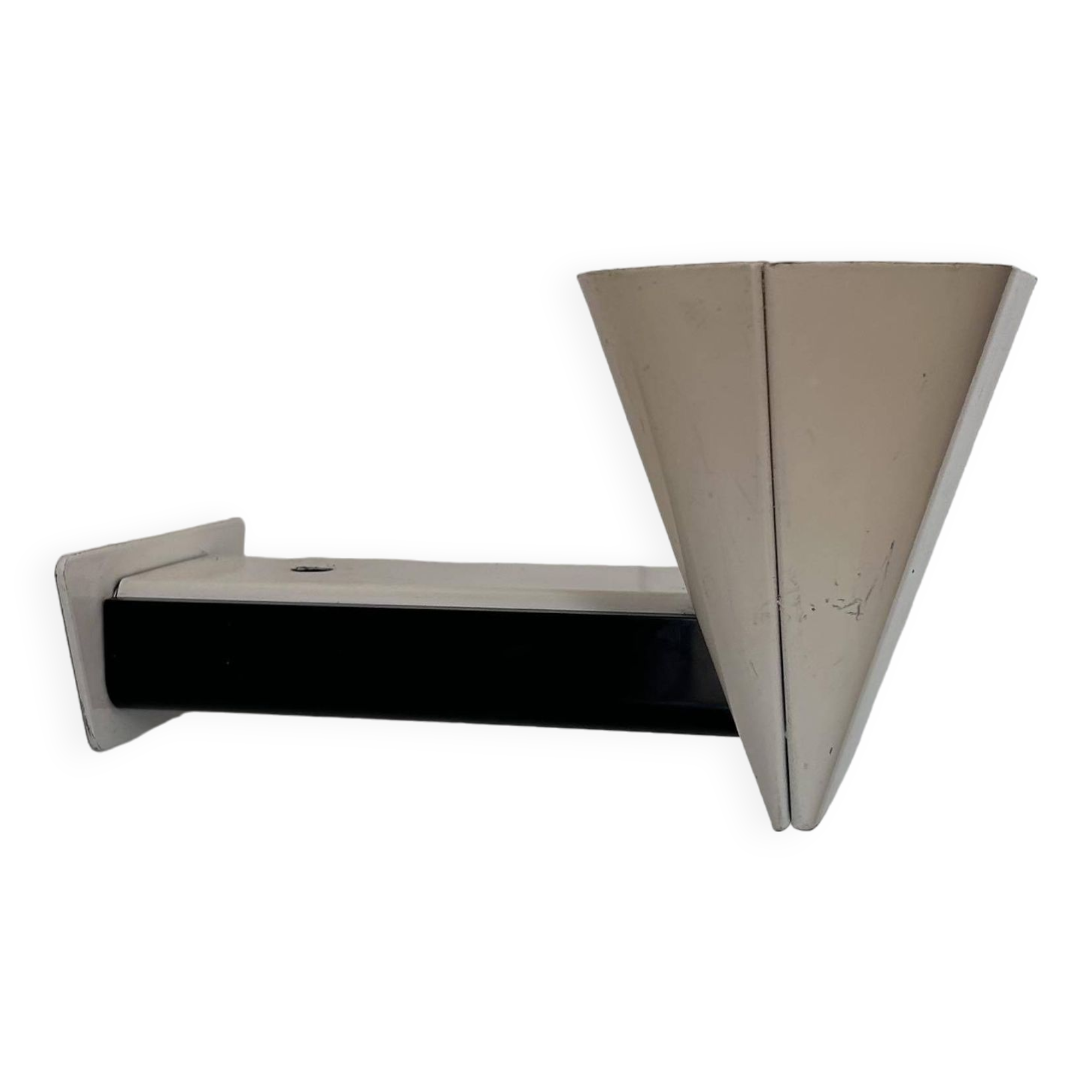 Vintage modernist wall lamp, cream and black lacquered metal, Italy 1970s