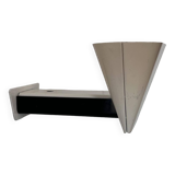 Vintage modernist wall lamp, cream and black lacquered metal, Italy 1970s