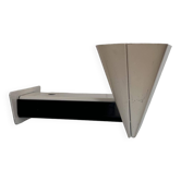 Vintage modernist wall lamp, cream and black lacquered metal, Italy 1970s