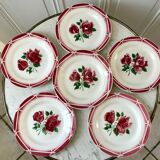 set of 6 dessert plates Digoin Sarreguemines model Cibon years 30-40