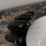 Handmade wall light in black and opaline ceramic