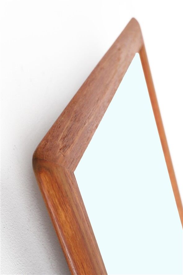 Filigree mid-century teak mirror by Aarhus Glasimport og Glassliberi A/S / Danish modern design / 1960s / 1970s