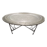 Moroccan handcrafted round table 19th century incised