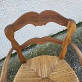 Provencal straw armchair in walnut