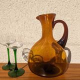 Large vintage amber glass carafe