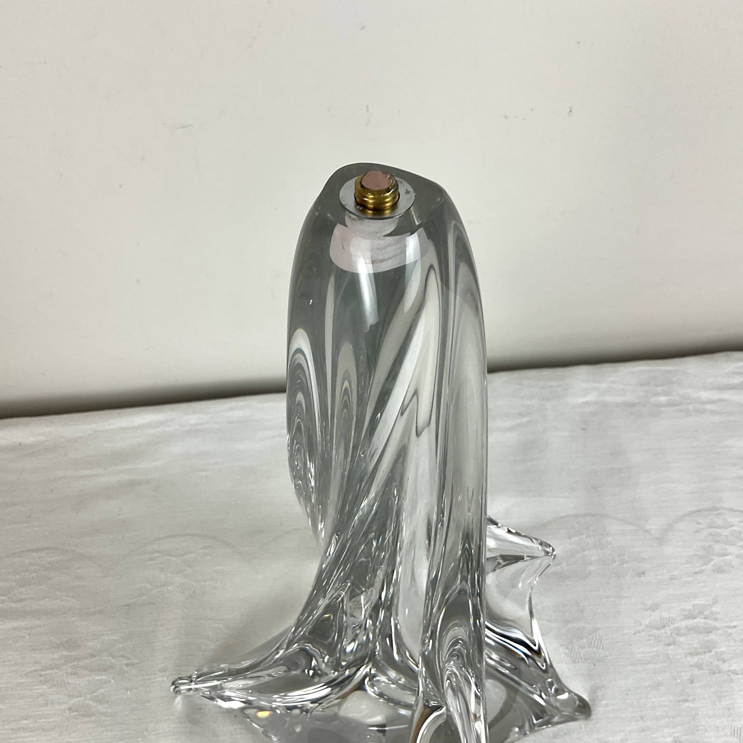 Solid glass lamp and dried flower lampshade from the 60s/70s