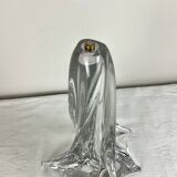 Solid glass lamp and dried flower lampshade from the 60s/70s