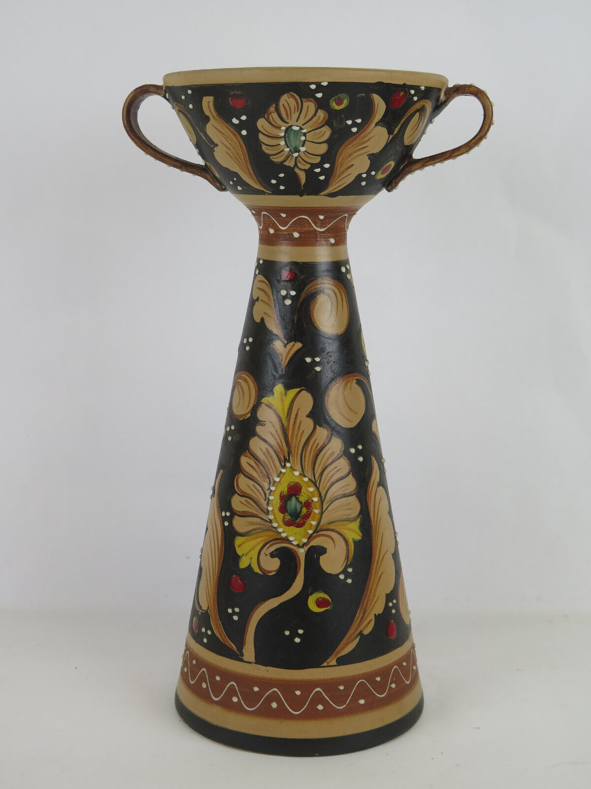 Deruta Santucci vase hand-painted terracotta signed numbered vintage Italy VA2