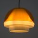 Vintage 1970s Philips Amber Acrylic & White Dome Mushroom UFO Pendant Lamp