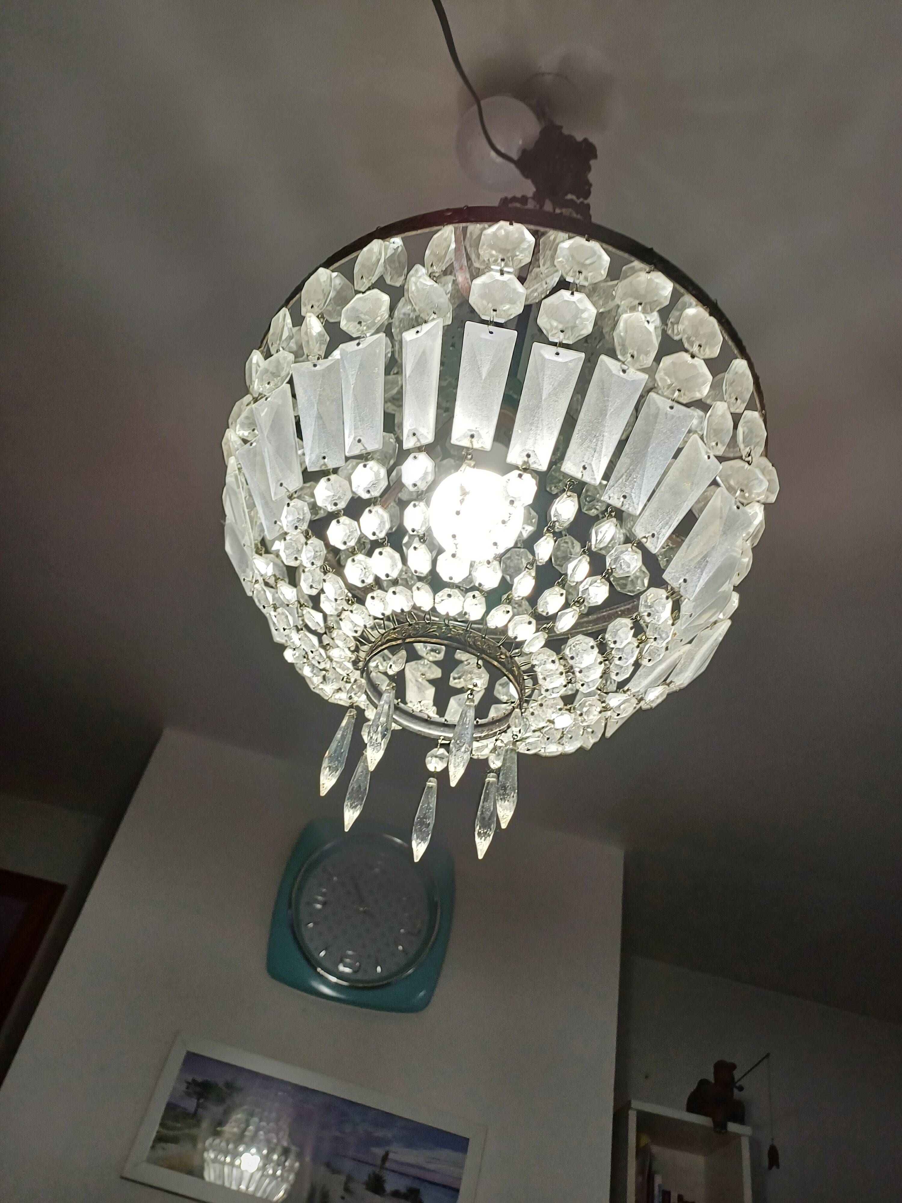 Crystal and Brass Hot Air Balloon Tassel Chandelier