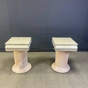 Vintage tessellated stone pedestal dining table by Maitland Smith, 1970s