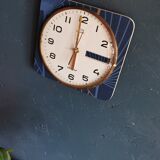 Square silent vintage wall pendulum clock "Romatic golden blue"