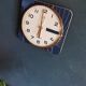 Square silent vintage wall pendulum clock "Romatic golden blue"