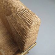 Vintage French papercord sofa with a metal frame base