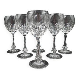 6 Verres à vin en Cristal taillé de Lorraine LEMBERG modèle NORA H 18 cm
