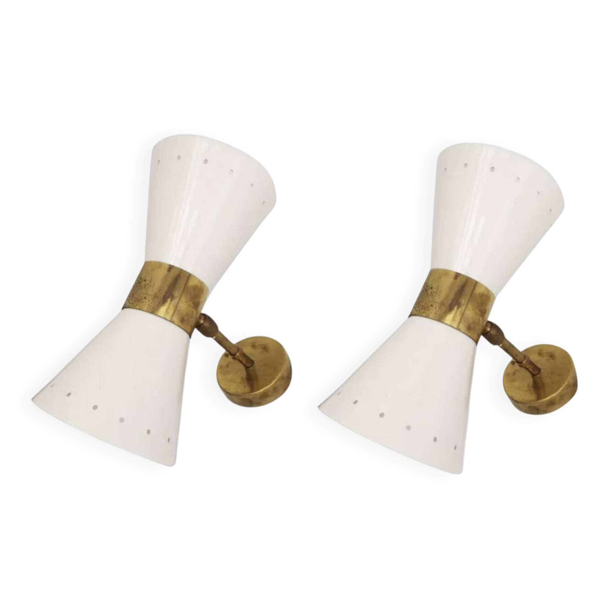Pair of diabolo design wall sconces from the 1950s