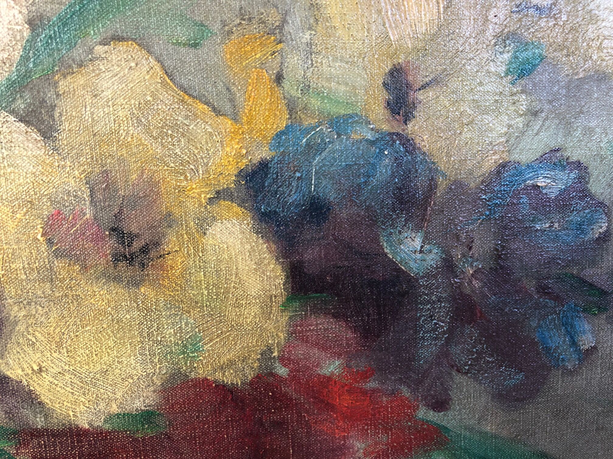 Old painting "Bouquet of gladioli"