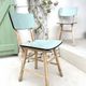 Set of 2 wooden and water green Formica chairs