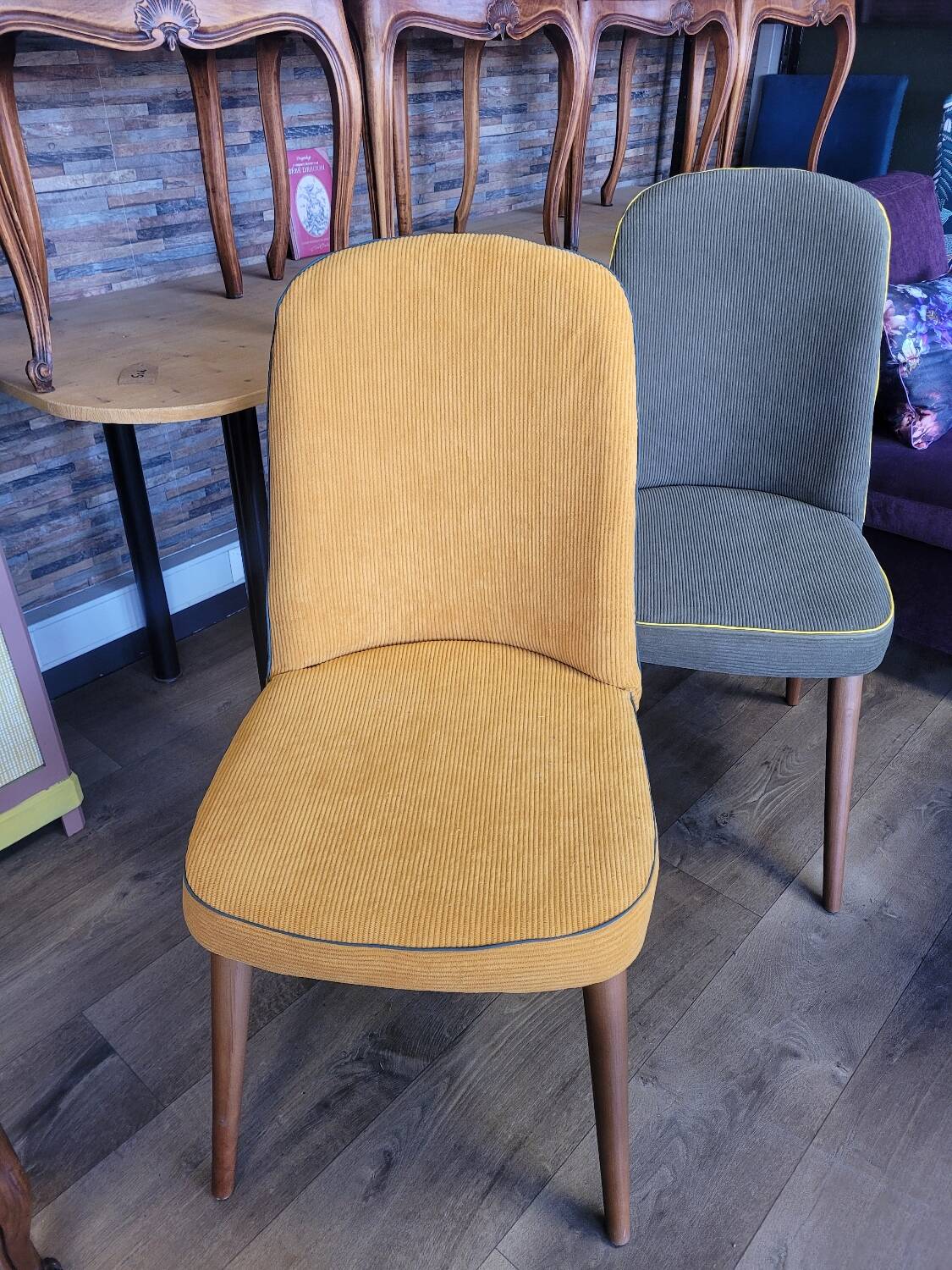 Scandinavian mustard corduroy chair